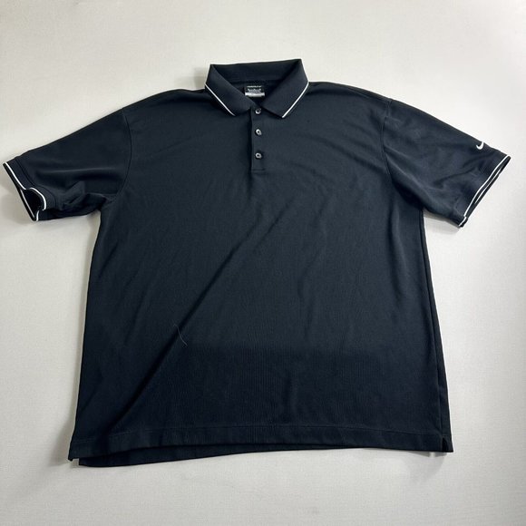 Nike Golf Polo Shirt Men's XL Black Short Sleeve Dri Fit Button Up Active - Picture 1 of 9